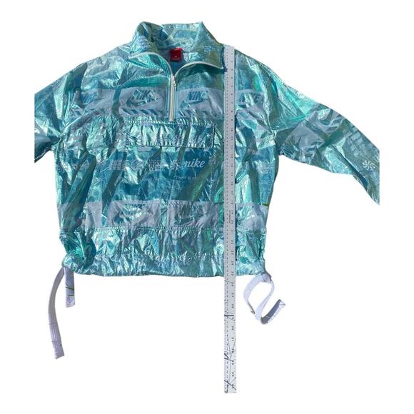 Nike Women's Sportswear Teal Aqua Metallic Half Zip Size Small 914210 Jacket - Picture 12 of 13
